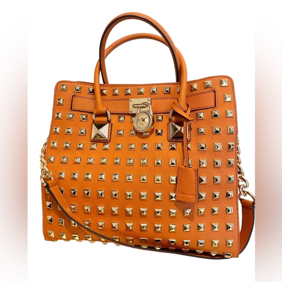 Michael Kors Orange Tangerine Large Studded Hamilton - Picture 3 of 13